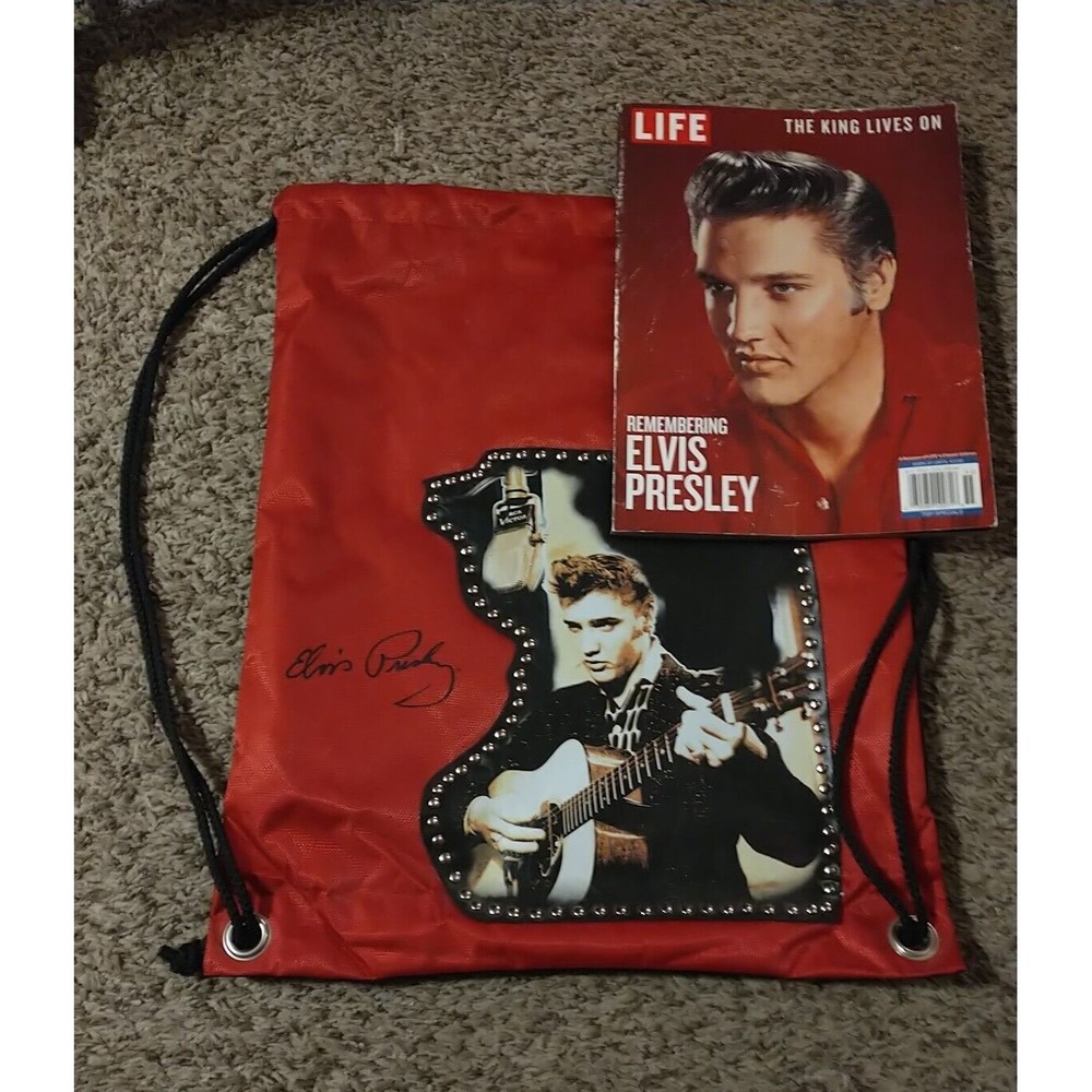 Elvis Presley Purse Tote Backpack Drawstring Ashley M Includes Life Magazine